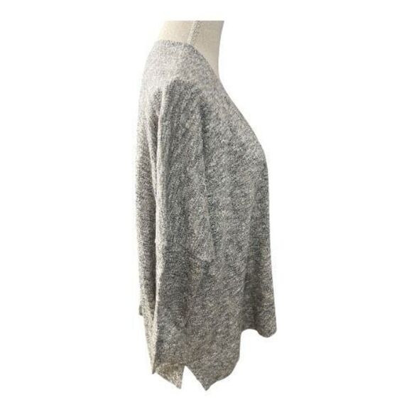 Loft Petites Women Grey Sparkle Cardigan Size M Petite Open Front 3/4-Sleeve - Picture 4 of 12